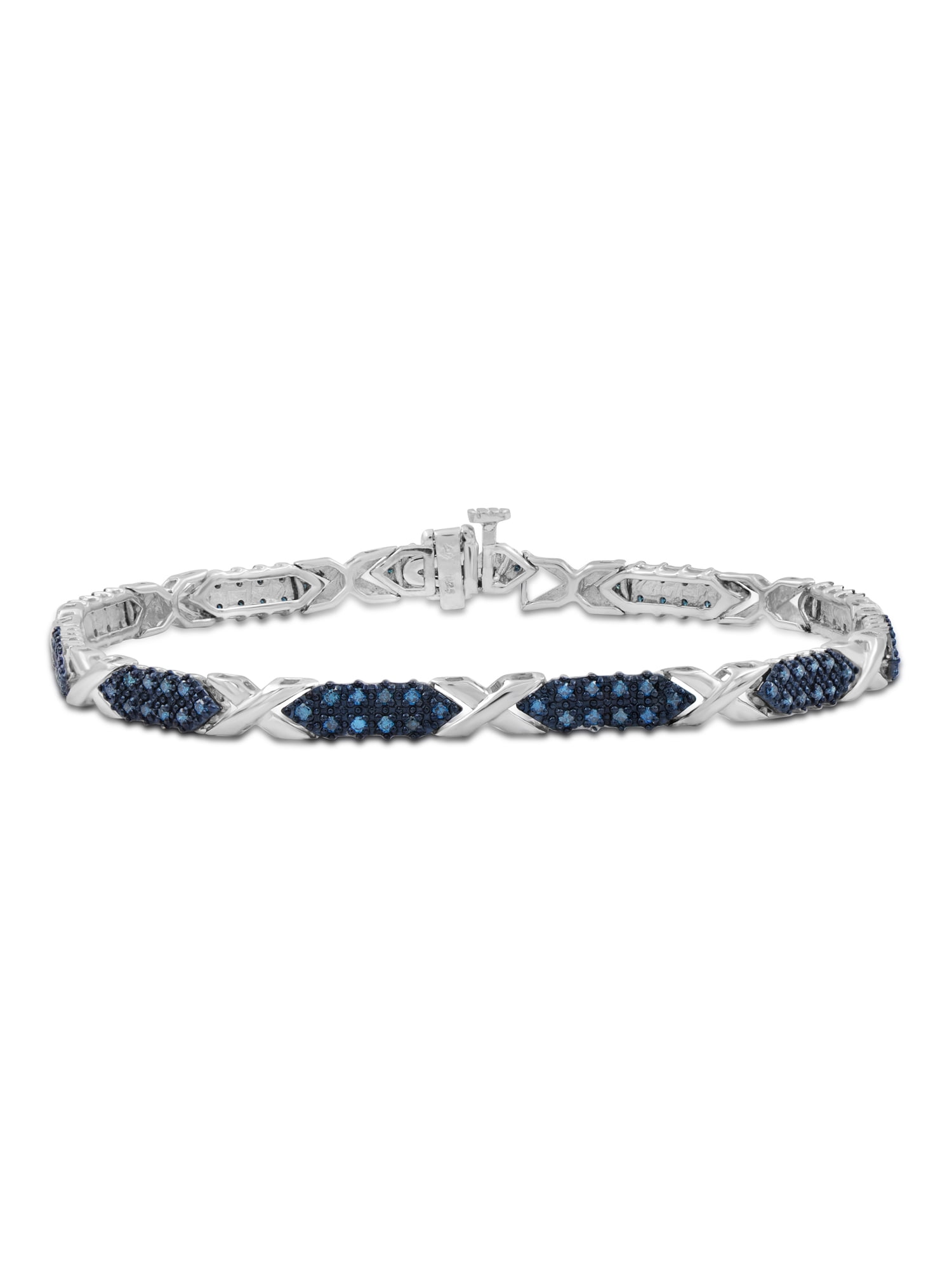 JewelersClub 1.00 Carat T.W. Blue Diamond Sterling Silver X Bracelet