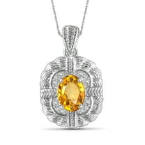 JewelersClub 1 1/10 Carat T.G.W. Citrine And White Diamond Accent Sterling Silver Pendant, 18"