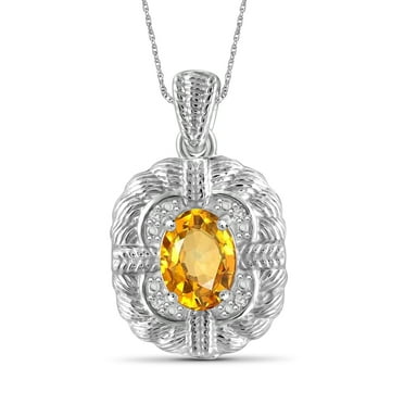 JewelersClub 1 1/10 Carat T.G.W. Citrine And White Diamond Accent Sterling Silver Pendant, 18"
