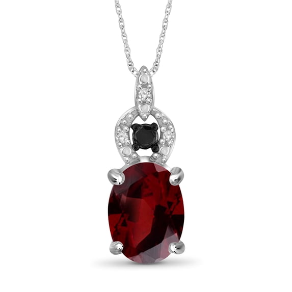 JewelersClub 1 1/2 Carat T.G.W. Garnet And Black & White Diamond Accent Sterling Silver Pendant, 18"