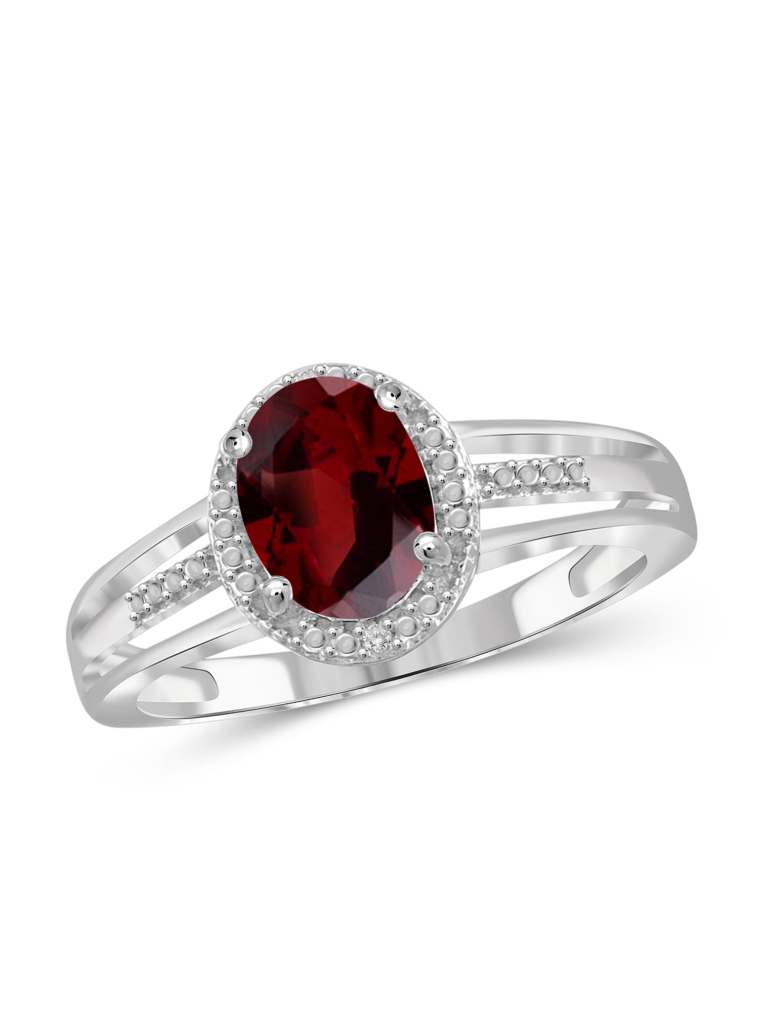 JewelersClub 1 1/2 Carat T.G.W Garnet And White Diamond Accent Sterling Silver Ring