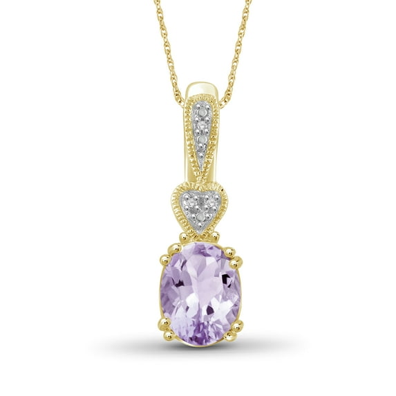 JewelersClub 1 1/2 Carat T.G.W. Pink Amethyst And White Diamond Accent 14K Gold Over Silver Pendant, 18"