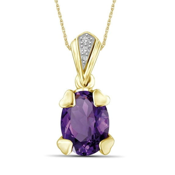 JewelersClub 1 1/3 Carat T.G.W. Amethyst And White Diamond Accent 14K Gold Over Silver Pendant, 18"