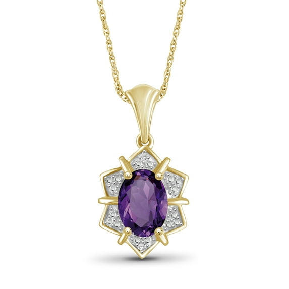 JewelersClub 1 1/3 Carat T.G.W. Amethyst And White Diamond Accent 14K Gold Over Silver Pendant, 18"