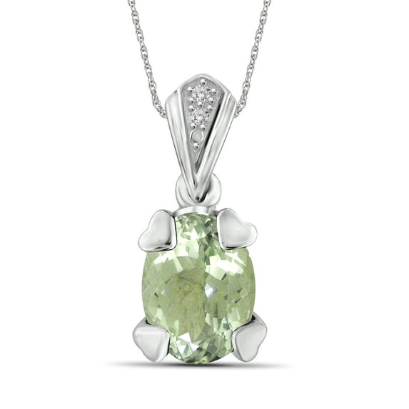 JewelersClub 1 1/3 Carat T.G.W. Green Amethyst And White Diamond Accent Sterling Silver Pendant, 18"
