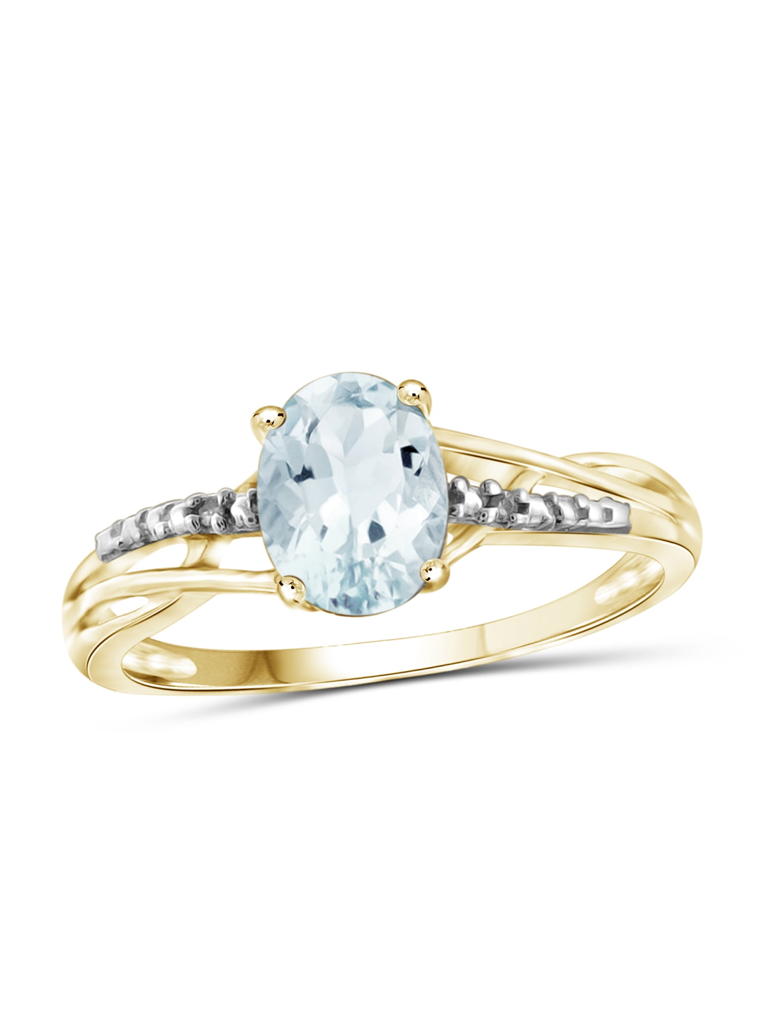 JewelersClub 1 1/7 Carat T.G.W. Aquamarine And White Diamond Accent 14K Gold Over Silver Ring