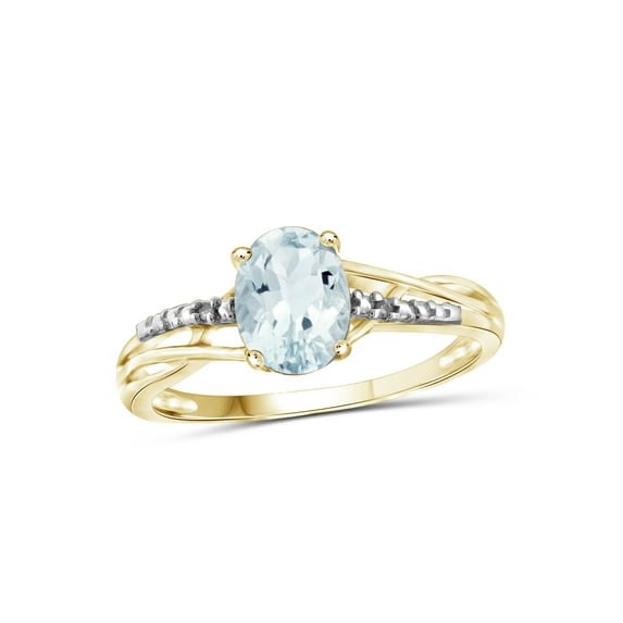 JewelersClub 1 1/7 Carat T.G.W. Aquamarine And White Diamond Accent 14K Gold Over Silver Ring