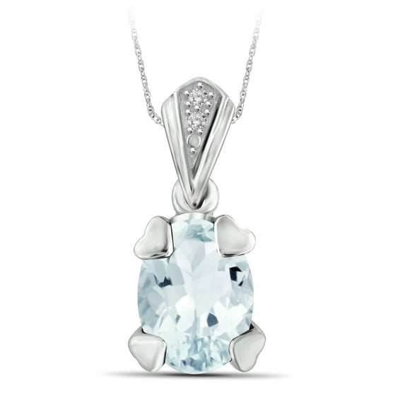 JewelersClub 1 1/7 Carat T.G.W. Aquamarine And White Diamond Accent Sterling Silver Pendant, 18"