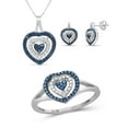 thumbnail image 1 of JewelersClub 1/10 Carat T.W. Blue And White Diamond Sterling Silver 3-Piece Heart Jewelry Set, 1 of 10