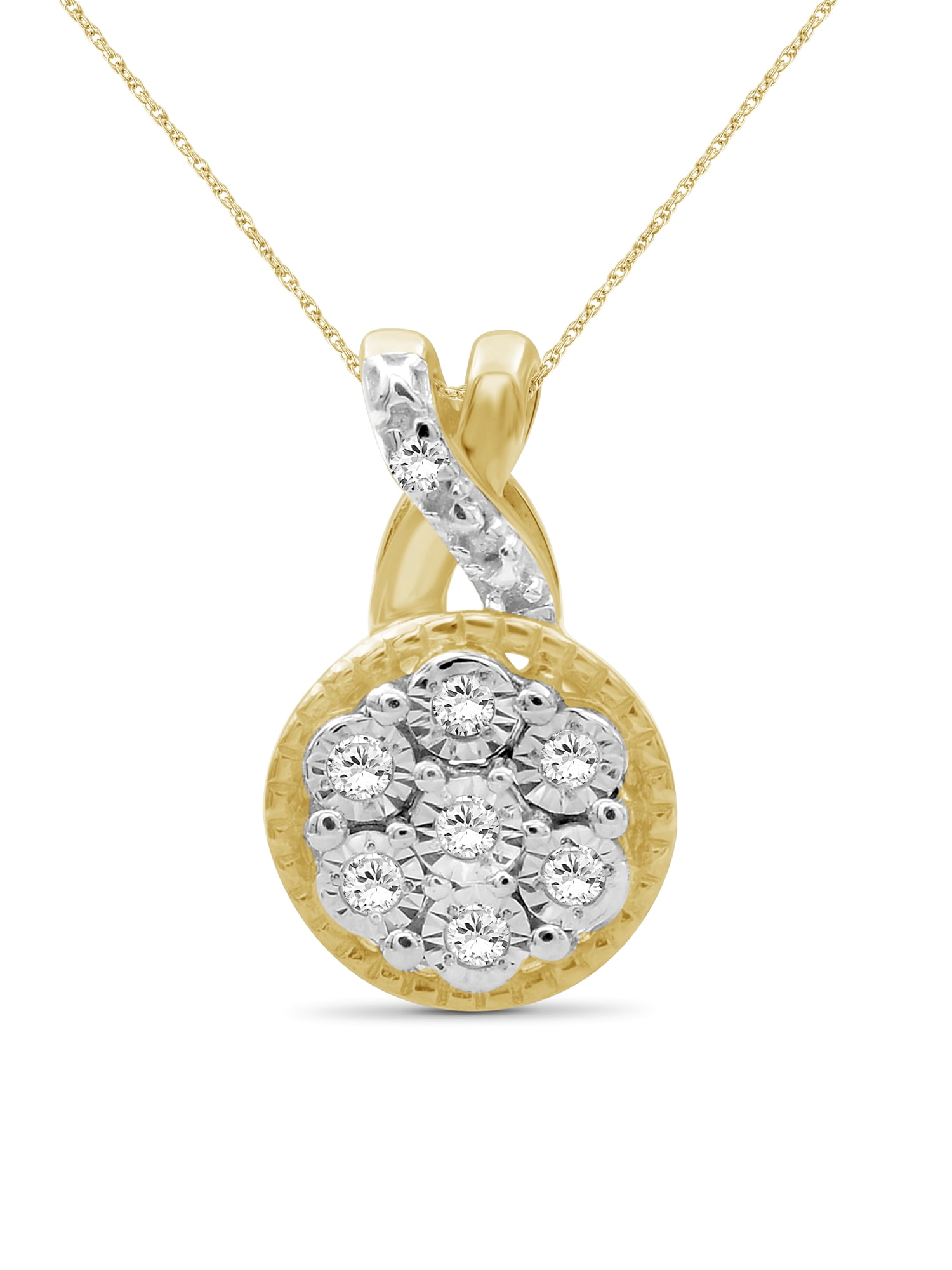 JewelersClub 1/10 Carat T.W. White Diamond 14K Gold Over Silver Cluster Pendant