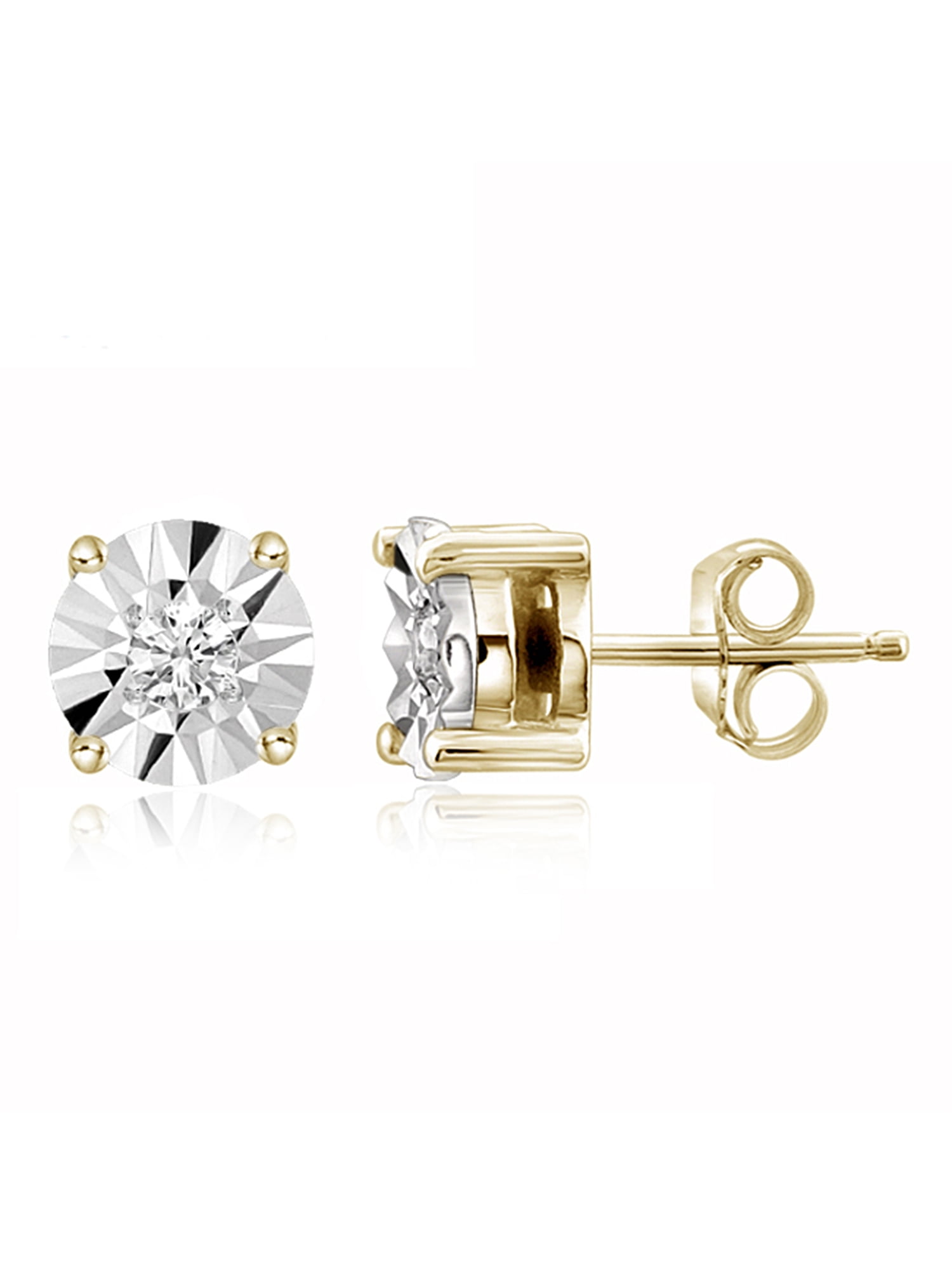 JewelersClub 1/10 Carat T.W. White Diamond 14K Gold Over Silver Stud Earrings