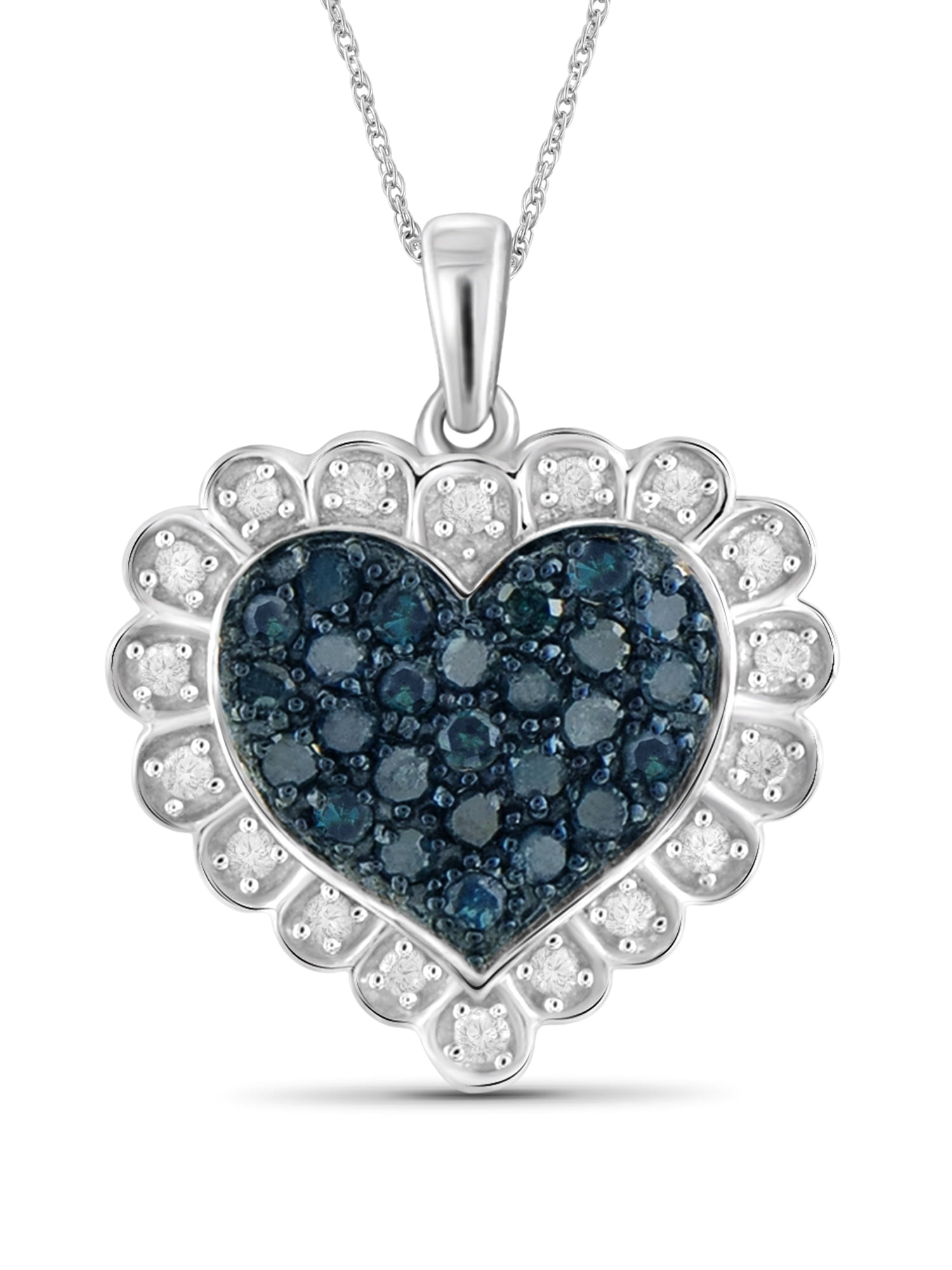 JewelersClub 1/2 CT Blue And White Diamond Sterling Silver Pendant