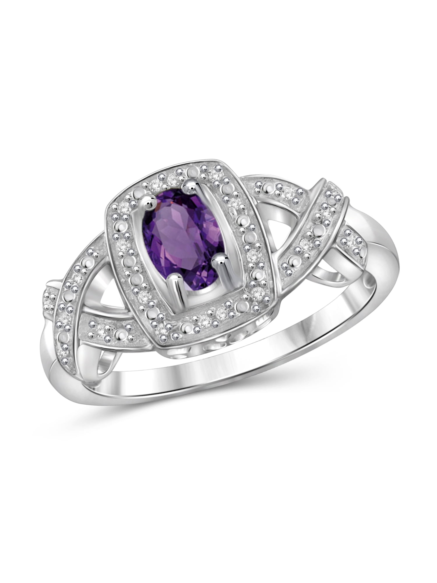 JewelersClub 1/2 Carat T.G.W. Amethyst And White Diamond Accent Sterling Silver Ring
