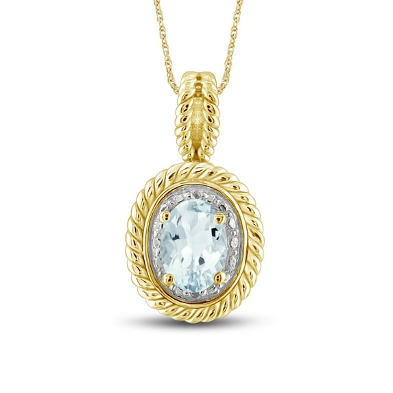 JewelersClub 1/2 Carat T.G.W. Aquamarine And White Diamond Accent 14K Gold Over Silver Women's Pendant, 18"