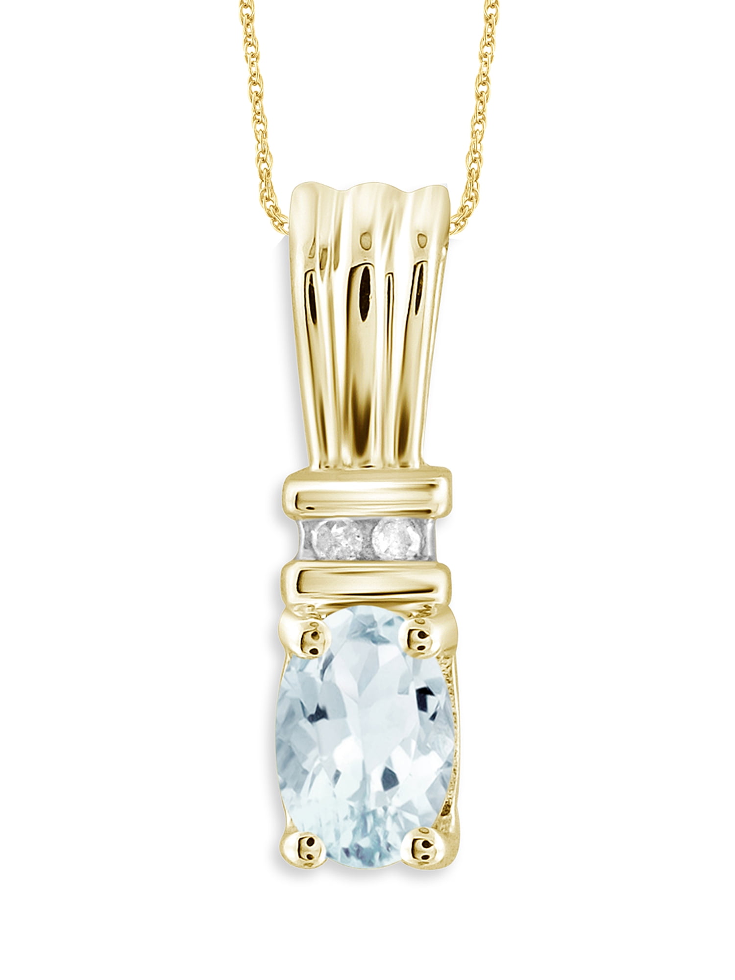 JewelersClub 1/2 Carat T.G.W. Aquamarine And White Diamond Accent 14K Gold Over Silver Women's Pendant, 18"