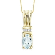 JEWELERSCLUB 1/2 Carat T.G.W. Aquamarine And White Diamond Accent 14K Gold Over Silver Women's Pendant, 18"
