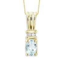 JewelersClub 1/2 Carat T.G.W. Aquamarine And White Diamond Accent 14K Gold Over Silver Women's Pendant, 18"