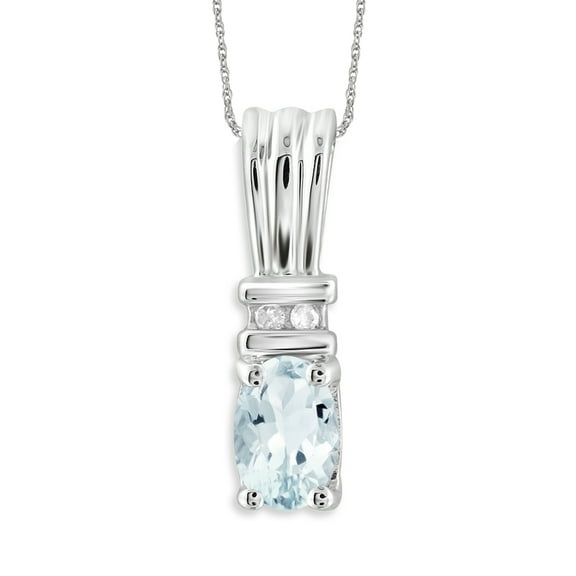 JewelersClub 1/2 Carat T.G.W. Aquamarine And White Diamond Accent 14K Gold Over Silver Women's Pendant, 18"
