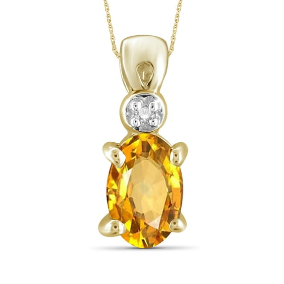 JewelersClub 1/2 Carat T.G.W. Citrine And White Diamond Accent 14K Gold Over Silver Pendant, 18"