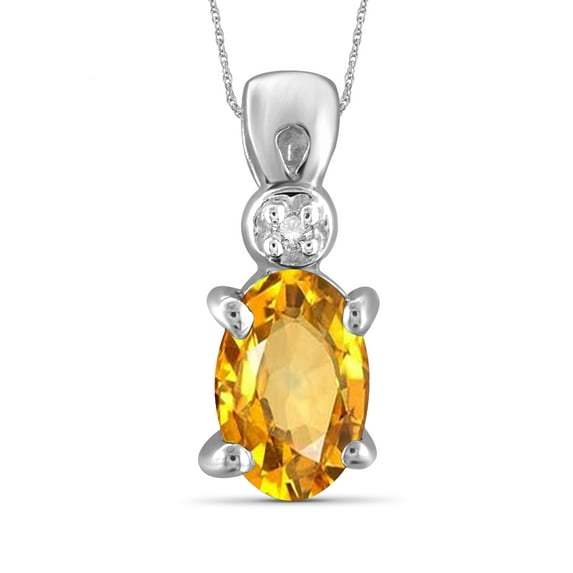 JewelersClub 1/2 Carat T.G.W. Citrine And White Diamond Accent Sterling Silver Pendant, 18"