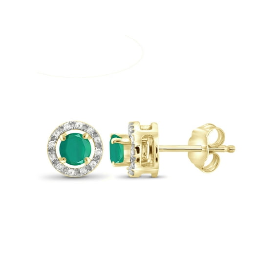 JewelersClub 1/2 Carat T.G.W. Emerald And White Diamond Accent 14k Gold Over Silver Stud Earrings