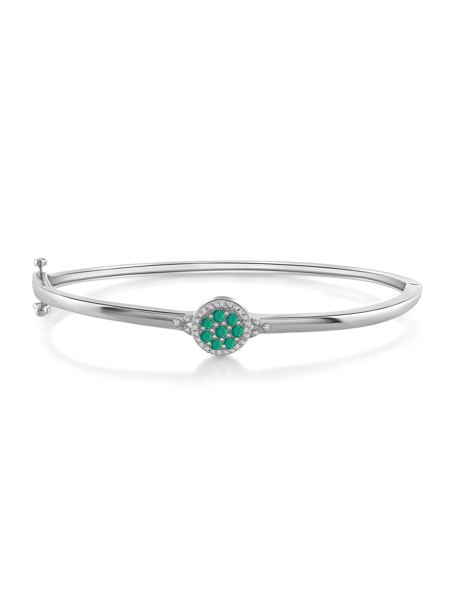 JewelersClub 1/2 Carat T.G.W. Emerald And White Diamond Accent Sterling Silver Bangle