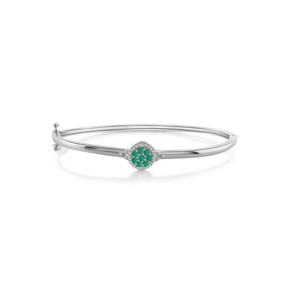 JewelersClub 1/2 Carat T.G.W. Emerald And White Diamond Accent Sterling Silver Bangle