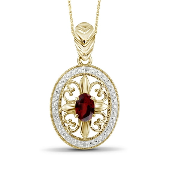 JewelersClub 1/2 Carat T.G.W. Garnet And White Diamond Accent 14K Gold Over Silver Pendant, 18"