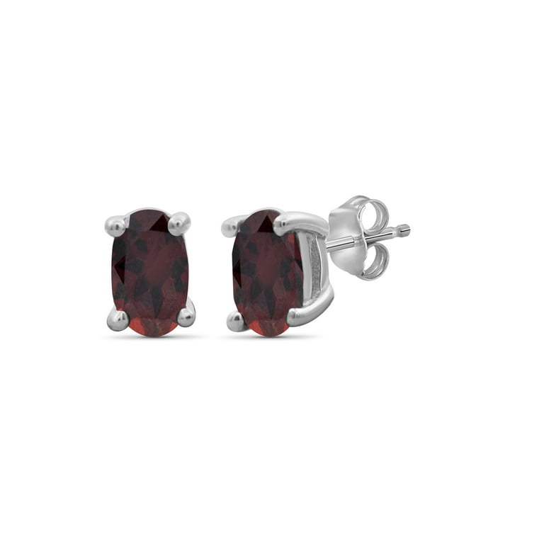 Garnet Sterling Silver Stud Earrings - 2 Sizes Available Garnet Sterling Silver Stud Earrings - 2 Sizes Available