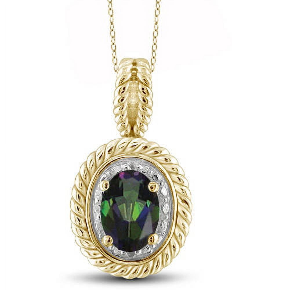 JewelersClub 1/2 Carat T.G.W. Mystic Topaz And White Diamond Accent 14K Gold Over Silver Pendant, 18"