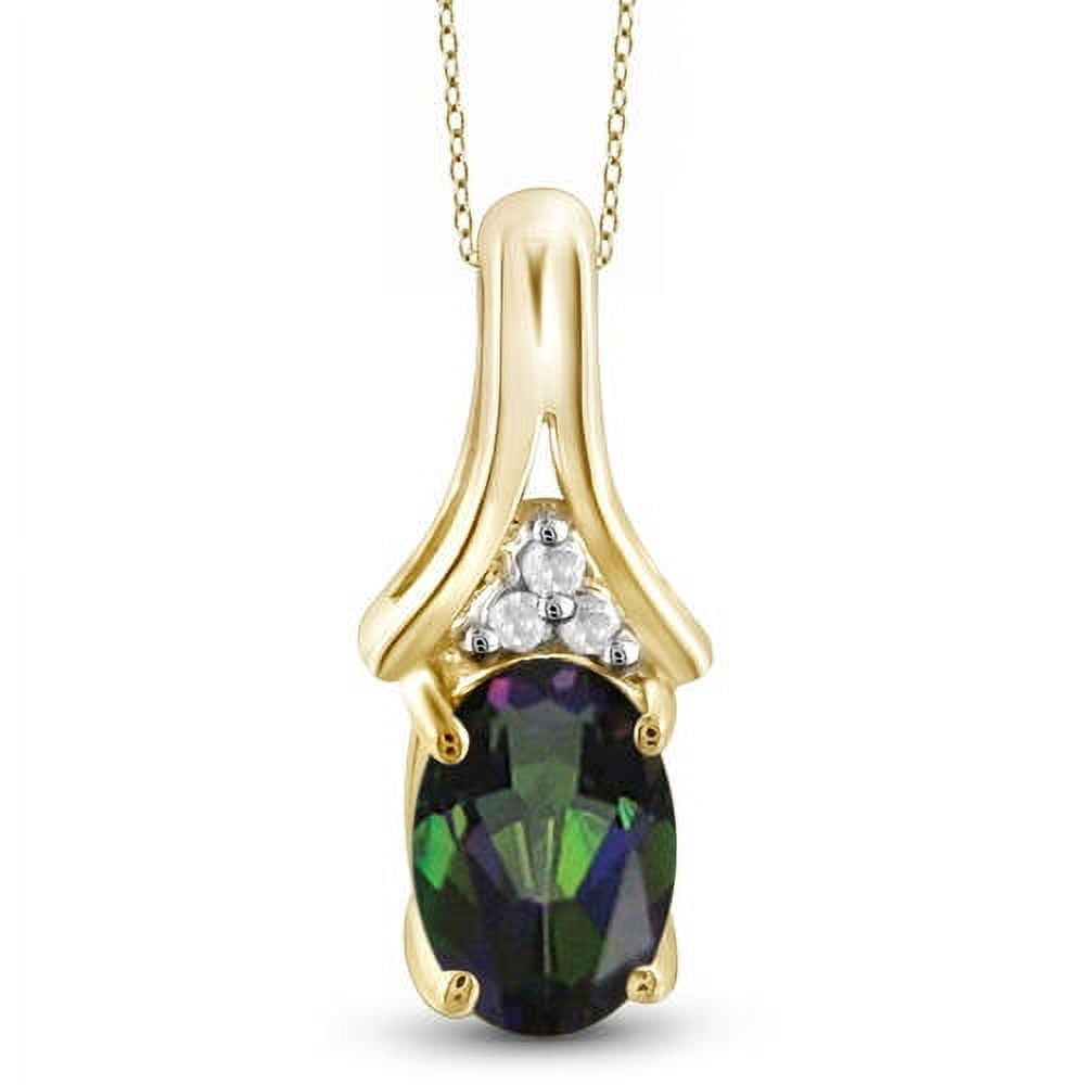JewelersClub 1/2 Carat T.G.W. Mystic Topaz And White Diamond Accent 14K Gold Over Silver Pendant, 18"