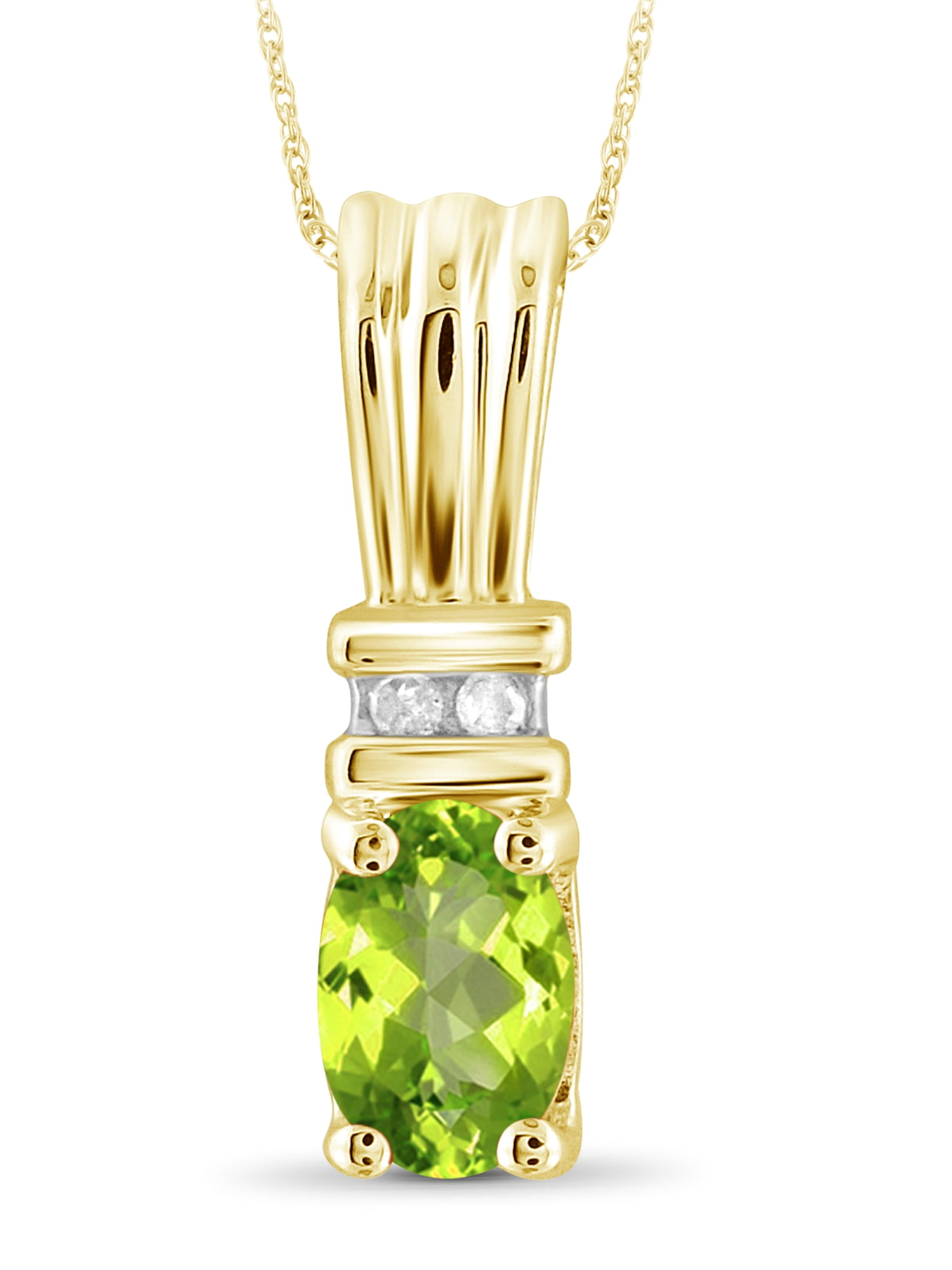 JewelersClub 1/2 Carat T.G.W. Peridot And White Diamond Accent 14K Gold Over Silver Pendant,18"