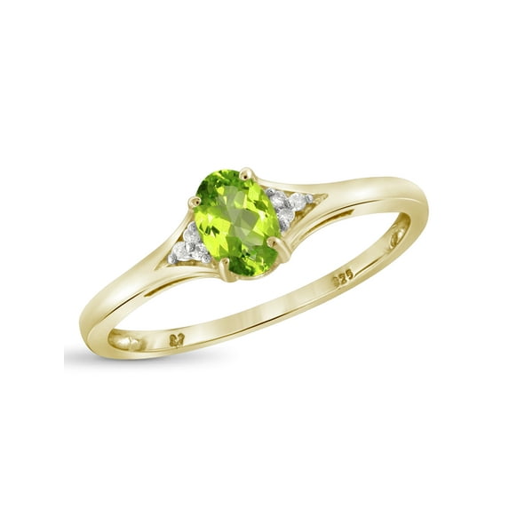 JewelersClub 1/2 Carat T.G.W. Peridot And White Diamond Accent 14K Gold Over Silver Ring