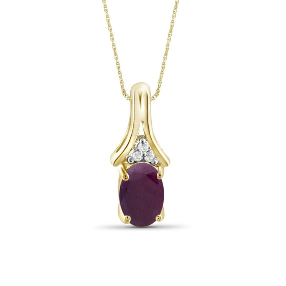 JewelersClub 1/2 Carat T.G.W. Ruby And White Diamond Accent 14K Gold Over Silver Women's Pendant, 18"