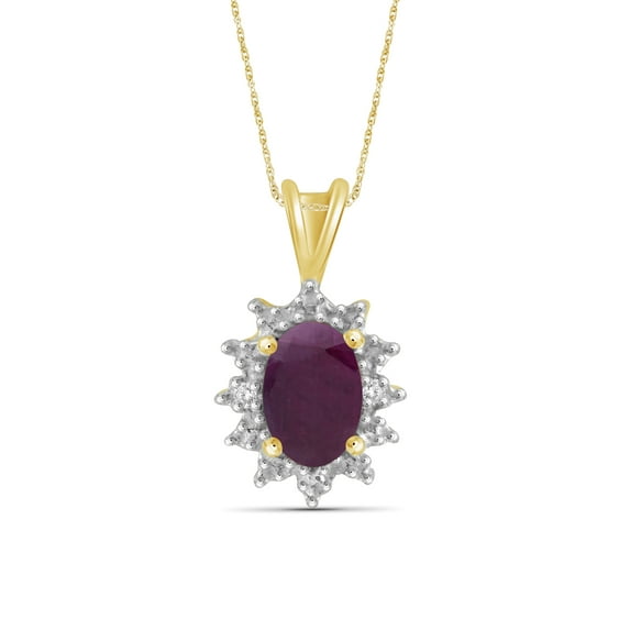 JewelersClub 1/2 Carat T.G.W. Ruby And White Diamond Accent 14K Gold Over Silver Women's Pendant, 18"