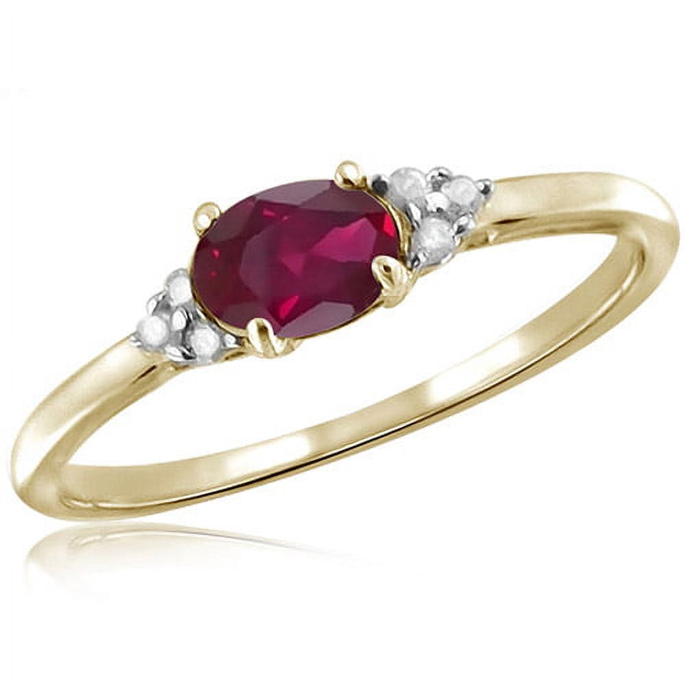 JewelersClub 1/2 Carat T.G.W. Ruby And White Diamond Accent 14K Gold Over Silver Women's Ring