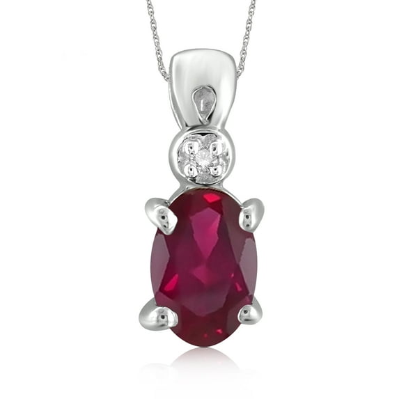 JewelersClub 1/2 Carat T.G.W. Ruby And White Diamond Accent Sterling Silver Women's Pendant, 18"