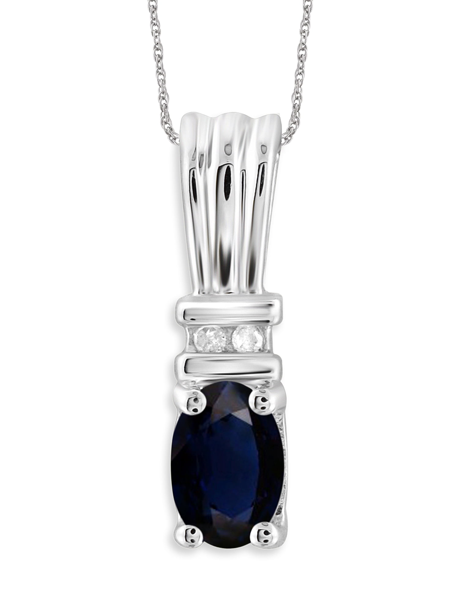 JewelersClub 1/2 Carat T.G.W. Sapphire And White Diamond Accent Sterling Silver Women's Pendant, 18"