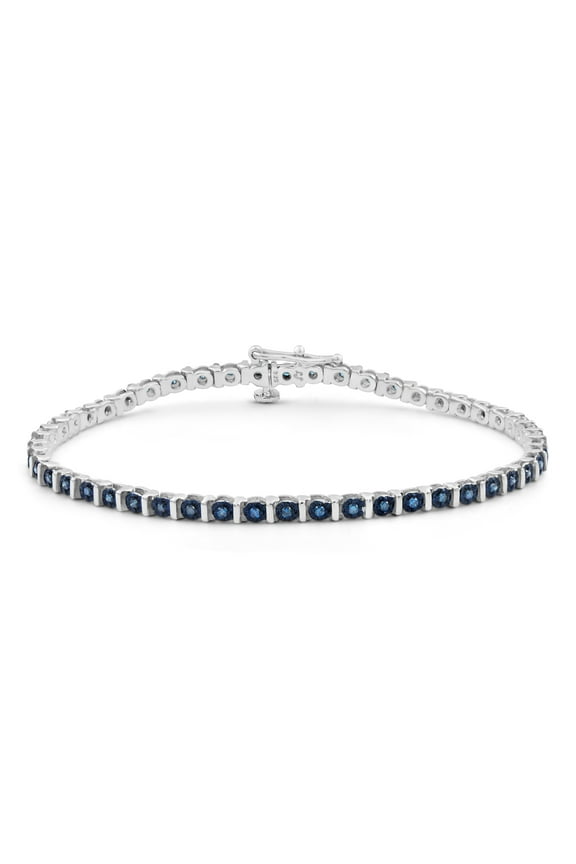 1/2 Carat T.W. Blue Diamond Sterling Silver Tennis Bracelet