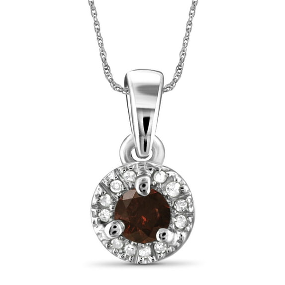 JewelersClub 1/2 Carat T.W. Red and White Diamond Sterling Silver Halo Pendant, 18"