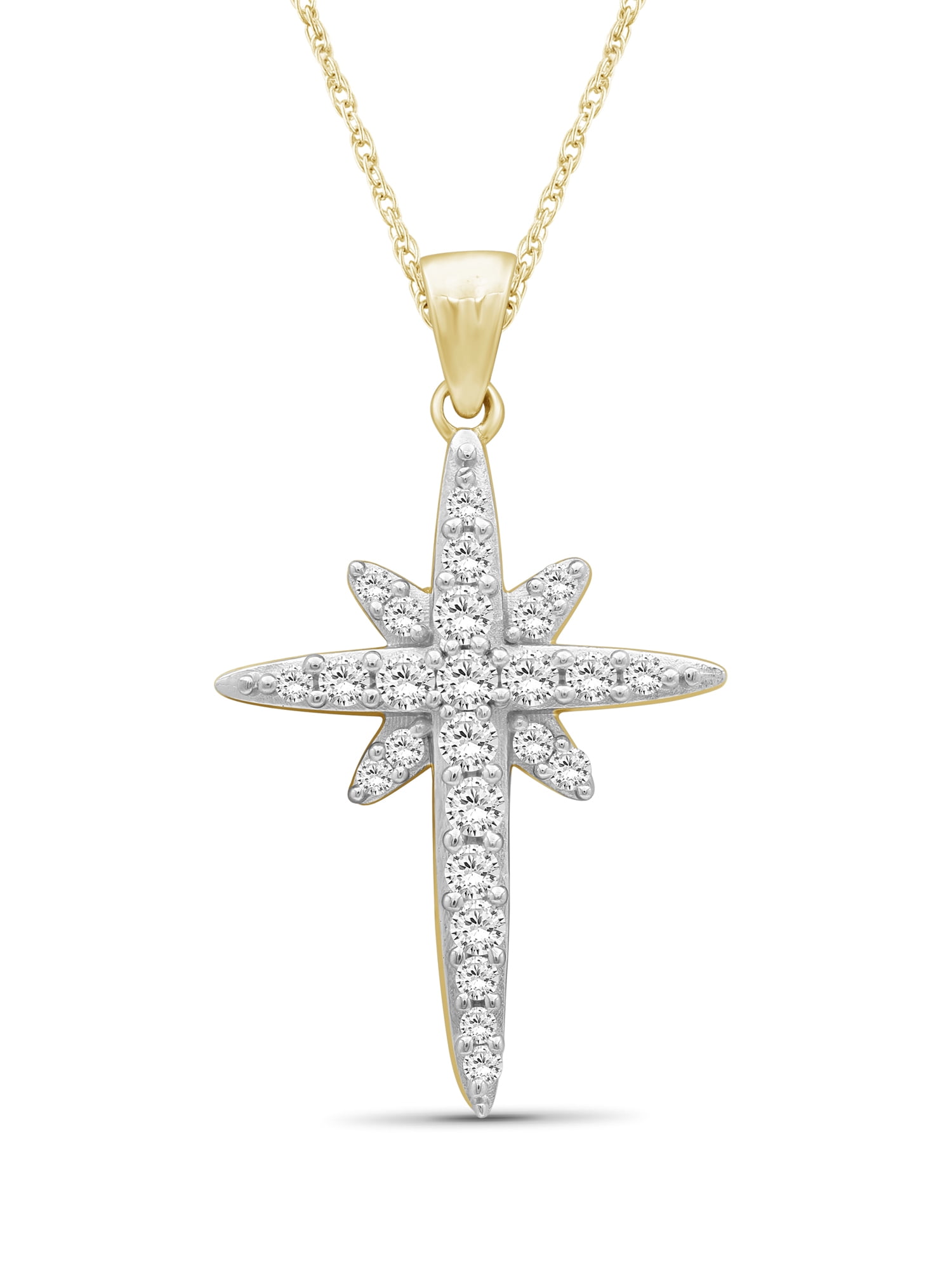 JewelersClub 1/2 Carat T.W. White Diamond 14K Gold Over Silver Cross Pendant
