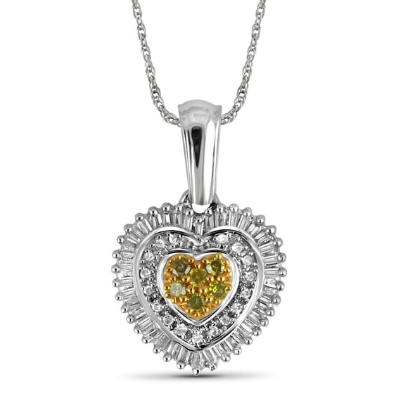 JewelersClub 1/2 Carat T.W. Yellow And White Diamond Sterling Silver Pendant, 18"