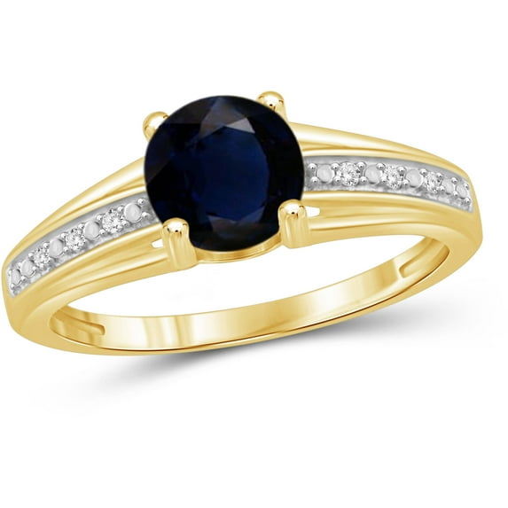 JewelersClub 1.20 Carat T.G.W. Sapphire Gemstone and 1/20 Carat T.W. White Diamond Gold over Sterling Silver Ring