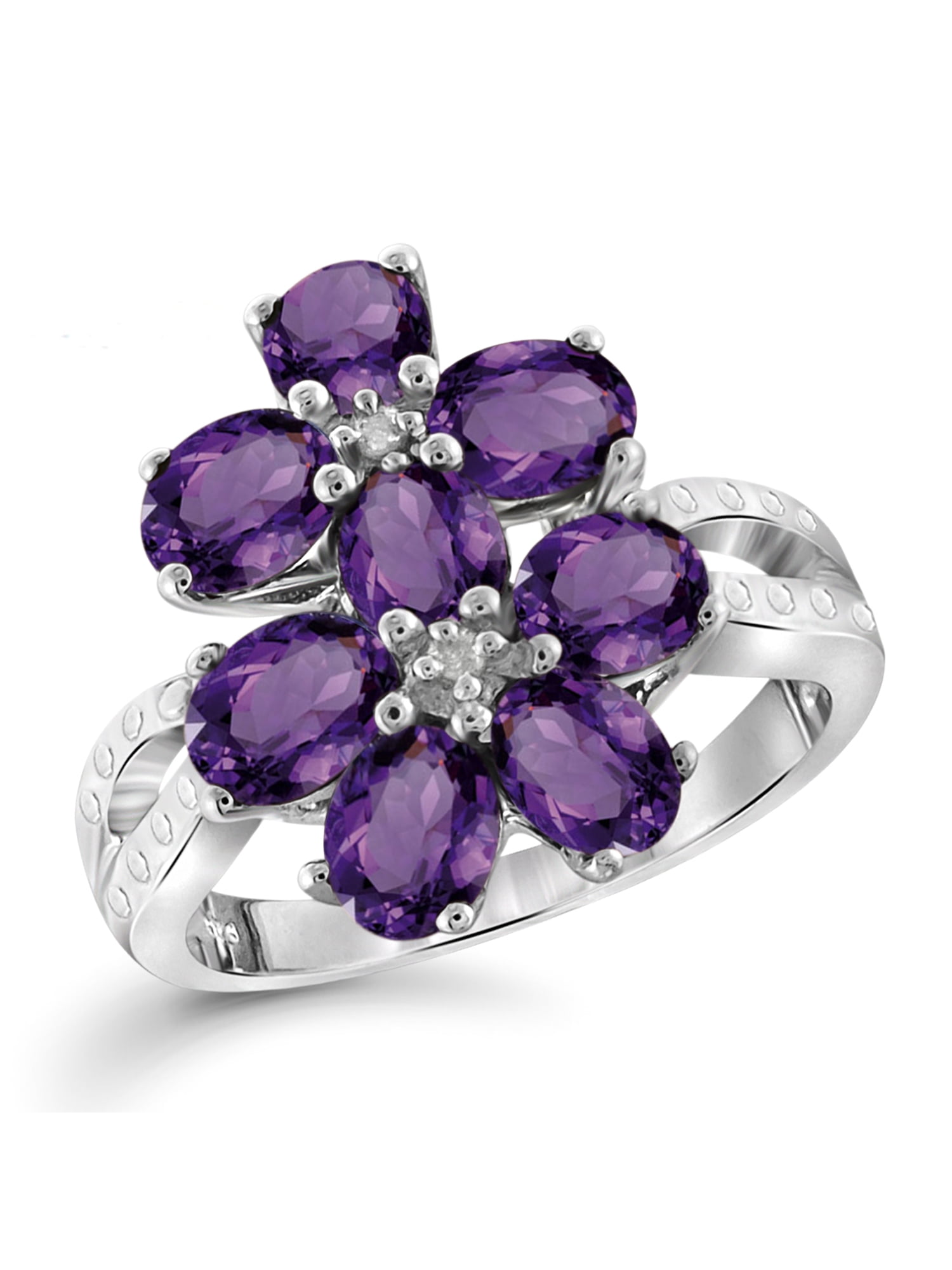 JewelersClub 1 3/4 Carat T.G.W. Amethyst And White Diamond Accent Sterling Silver Ring