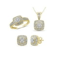 thumbnail image 1 of JewelersClub 1/3 Carat T.W. White Diamond 14k Gold Over Silver 3 Piece Square Jewelry Set, 1 of 10