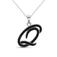 thumbnail image 1 of JewelersClub 1/4 CTW Black Diamond Initial Letter Pendant Necklace for Women | .925 Sterling Silver Q Alphabet Monogram Necklaces for Girls | Script Capital Letters | Personalized Jewelry Gift for Her, 1 of 5