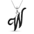 thumbnail image 1 of JewelersClub 1/4 CTW Black Diamond Initial Letter Pendant Necklace for Women | .925 Sterling Silver W Alphabet Monogram Necklaces for Girls | Script Capital Letters | Personalized Jewelry Gift for Her, 1 of 5