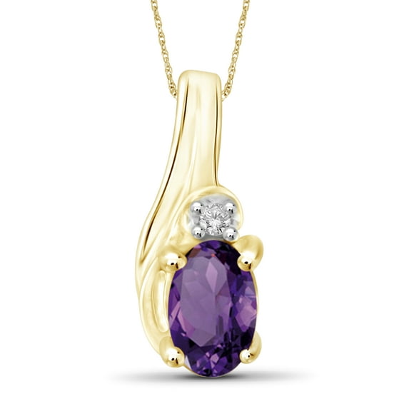 JewelersClub 1/4 Carat T.G.W. Amethyst And White Diamond Accent 14K Gold Over Silver Pendant, 18"