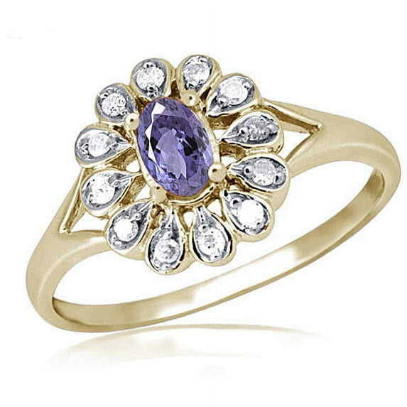 JewelersClub 1/4 Carat T.G.W. Tanzanite And White Diamond Accent 14K Gold Over Silver Ring