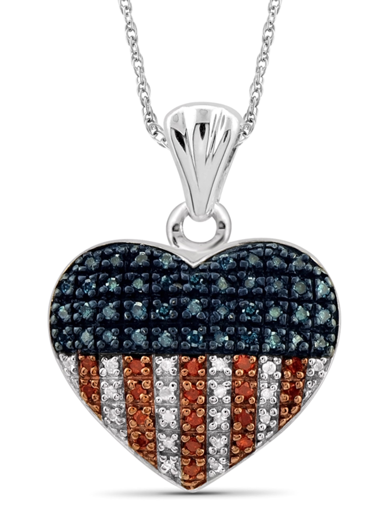 JewelersClub 1/4 Carat T.W. Multi-Color Diamond Heart Sterling Silver Pendant, 18"